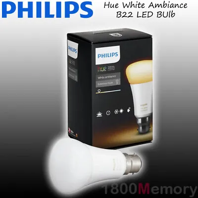 $69 • Buy Philips Hue White Ambiance A60 Bayonet B22 LED Single Bulb A19 WiFi 240V AC
