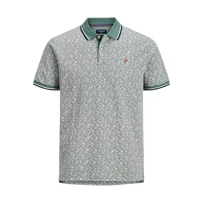 Jack & Jones Mens Polo Shirt Bluwin Printed Top • £6.99