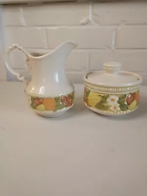 Metlox Vernon Ware Creamer And Sugar Bowl With Lid Della Robia Poppytrail  • $20