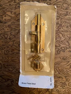 Vintage Brass Plated Barrel Bolt Deadbolt Hardware 1970s Sealed • $4.99