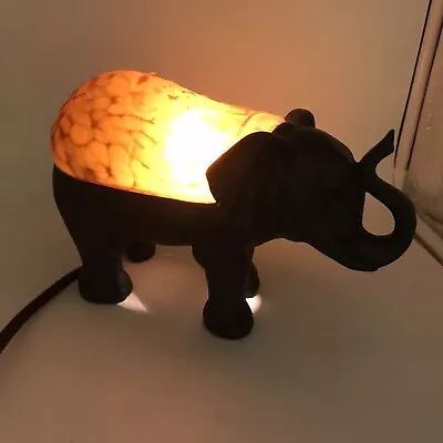 Elephant Art Glass Amber Lamp Accent Table Lamp Night Light Vintage • $36.99
