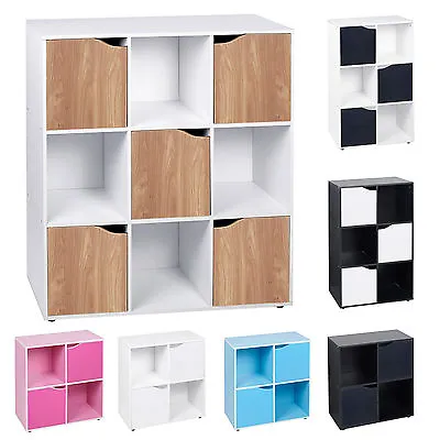 £39.99 • Buy 4 6 9 Cube Wooden Bookcase Shelving Display Shelves Storage Unit Wood Shelf Door