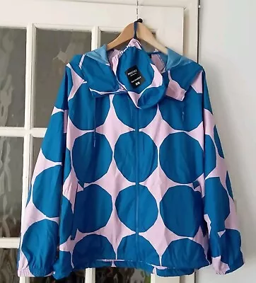 Marimekko Uniqlo Women's Pocketable Parka Jacket L (UK 14) Blue Pink Kivet Spot  • £49.99