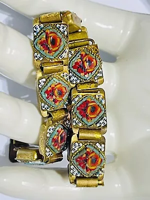 Antique Vintage Micro Mosaic Millefiori Bracelet Made Italy Art Deco Victorian 8 • $145