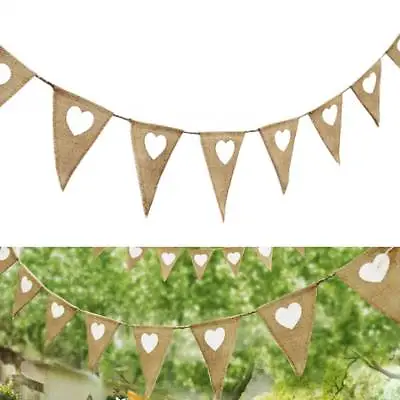 £6.59 • Buy Vintage Hessian Bunting Flags Shabby Chic Wedding Banner Birthday Garden Party