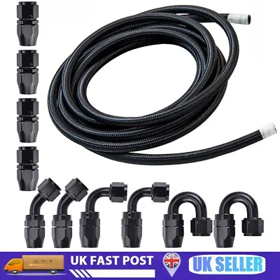 £47.90 • Buy AN6 6AN -6 AN -6 Fitting Nylon Braided Oil Gas Fuel Hose End Line Pipe Kit 5M