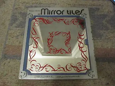 Vintage 60s 70s Silver/Red  Mirror Glass Wall Tiles 12  X 12 . NEW OLD STOCK • $69.95