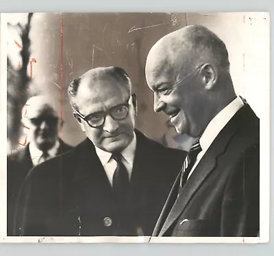 President DWIGHT EISENHOWER & French Premier Mollet VINTAGE 1957 Press Photo • $35