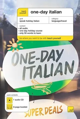 Teach Yourself One-Day Italian Learn Learning Language Guide Booklet CD Holiday • £4.99