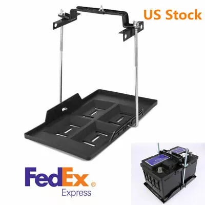 Car Storage Battery Holder Hold Down Tray Adjustable Bracket 23cm Screw Rod ABS • $32.89