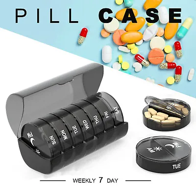 7 Day Pill Box Organizer Weekly Medicine Vitamins Storage Container Travel Case • $9.98