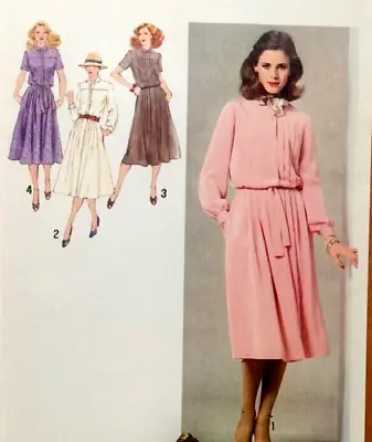 70s SIMPLICITY 9254 - Misses Dress With Tie Belt Pattern - Size 12 • £2.60