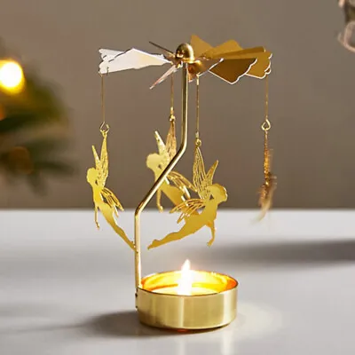 Christmas Candlesticks Romantic Spinning Carrousel Tea Light Xmas Candle Hold Ny • $8.89