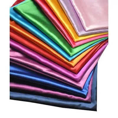 £5.21 • Buy Plain Silky Satin Luxury Fabric Wedding Dress Craft Décor Material 150  