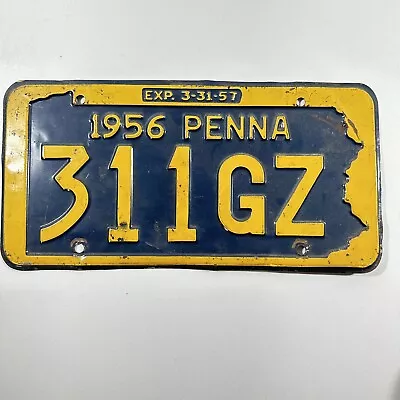 1956 Tin  Pennsylvania  License Plate Vintage Automobilia        M-534 • $29.47