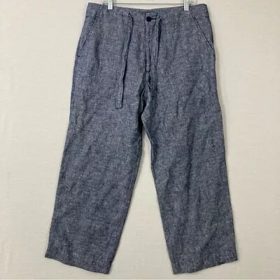 Island Company Blue 100% Linen Beachcomber Pants Size Large • $28