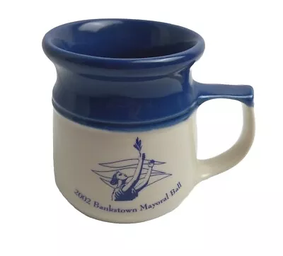 BENDIGO POTTERY 1858 Blue Cream Cup Bankstown 2002 Mayoral Ball Coffee Mug Cup • $39.50