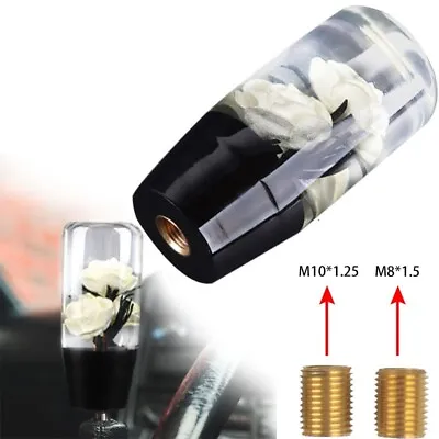 VIP 10CM JDM Clear White Real Flowers Manual Car Gear Shift Knob Lever Shifter • $21.88