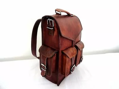 18  Men's Leather Backpack Bag Rucksack Messenger Laptop Satchel Lot's Of Space • $124.64