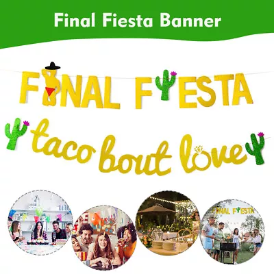 Mexican Theme Party Decoration Home Bar Gold Glittery Final Fiesta Banner Gift. • £5.93