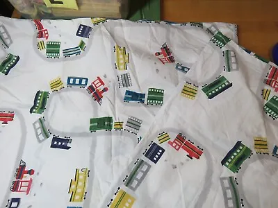 2 Pottery Barn Kids Pillowcases Sham Trains Track Engine 100% Organic Cotton Vtg • $19.99