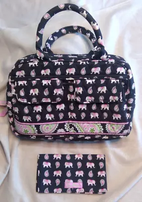 Vera Bradley Retired Pink Elephant/paisley Handbag With Check Book Cover • $19.50