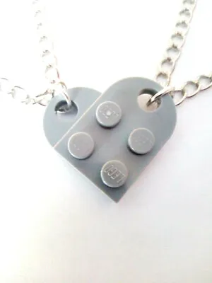 £4.79 • Buy Light Grey Heart Necklace Set 18  Inch Chain On Each Half Of The Heart Free Ship
