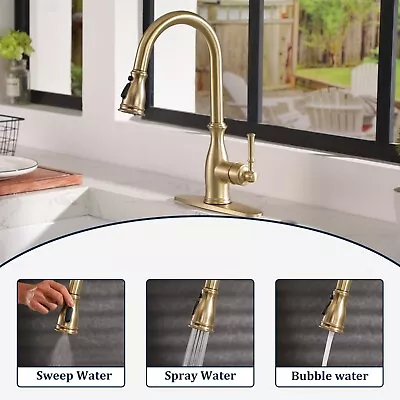 Clihome Vintage Single Handle Kitchen Faucet Pull Down Sprayer With Brush • $98