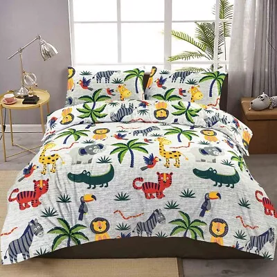 Safari Duvet Cover Pillowcase Set Jungle Adventure Childrens Boys Girl Bedding • £14.99