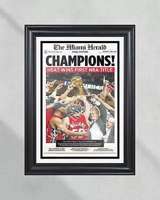 2006 Miami Heat NBA Champion Framed Newspaper Front Page Newspaper Print Pat Ril • $37.99