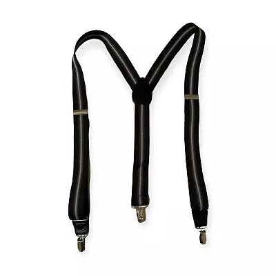 Suspenders Clip On Y Shape Men Black Gray Stripe Adjustable 1.5” Wide 46” Length • $11.04