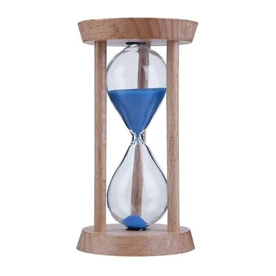 1 Minute Decorative Blue Sand Hourglass/Visual Timer. Wood & Glass. Study/Games • £7.15