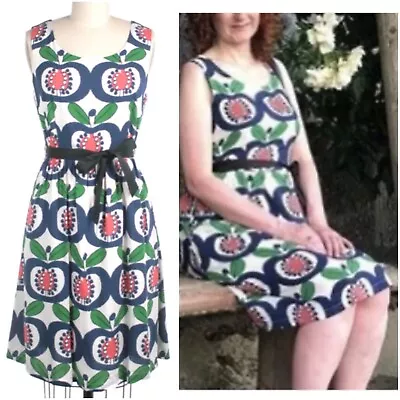 NWT FROCK SHOP M Vintage Inspired Mod Apple Rayon Tie Dress W Pockets Modcloth • $19