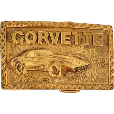 New Brass Chevy Corvette Muscle Classic Car Show 1970s NOS Vintage Belt Buckle • $35