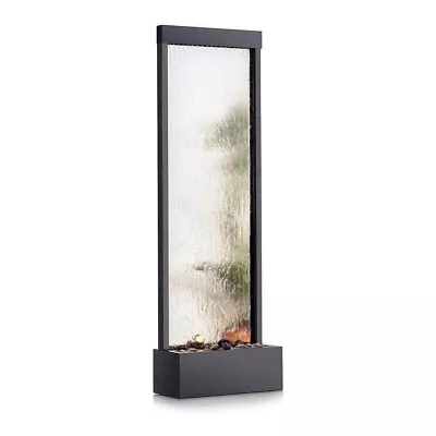 Silver Indoor/Outdoor Mirror Zen Waterfall Fountain W/ Stones And Lights Unit • $580