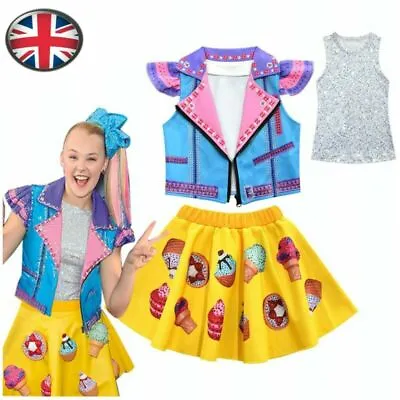 $38.68 • Buy Girls Fancy Dress Jojo Siwa Cosplay Vest Waistcoat Skirt Dress Set Party Costume