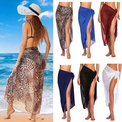 Long Sexy Sarong Swimsuit Coverup Bathing Suit Bottom Beach Skirt Wrap Dress • £6.18