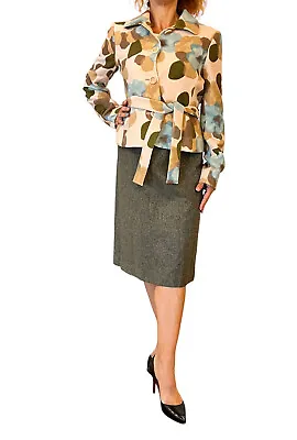Moschino Cheap & Chic Wool Floral Jacket Tweed Skirt Suit Set Sz 10 • $189.99