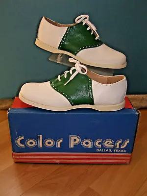 Vintage Cheerleader GREEN/white Saddle Shoes Women's 8 M NOS • $79