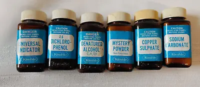 6 Vintage Mr. Wizard Chemistry Set Empty Bottles 1970s - Kimble • $10