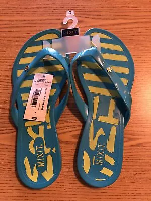 Mixit 7-8  Medium Women’s Sandals Flip Flop Shoes Turquoise Retail $20 (SW-19) • $7.46