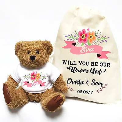 £14.99 • Buy Wedding Proposal Teddy Bear | Personalised | Will You Be Our Flower Girl Flowers