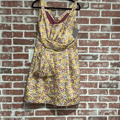 NWT Zac Posen For Target Yellow Pink Gold Floral Brocade Mini Dress Womens 13 • $45