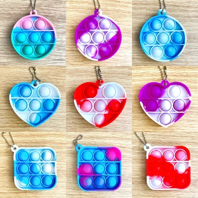 £3.49 • Buy Keyring Pop Popper Fidget Toy Push It Poppet Bubble Marble Stress Anxiety Relief