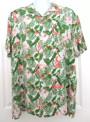 MTV Men's Hawaiian Shirt Flamingo Tropical Button Up Short Sleeve Rayon Size 2XL • $14.95
