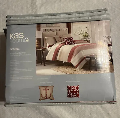 KAS ROOM Seneca King Duvet Cover Red Beige NEW 110” X 96” • £80.76