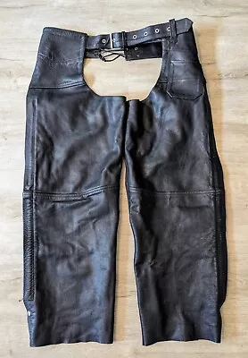 River Road Black Leather Motorcycle Riding Chaps Men’s Size 3XL  • $24.99