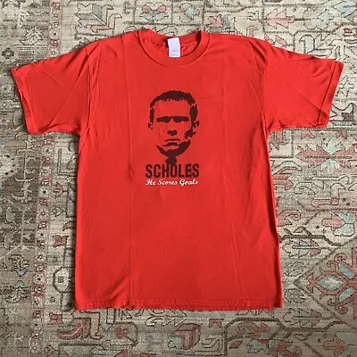 Manchester United Paul Scholes Mens Large Red Fan Tshirt Soccer Gildan England • $34.99