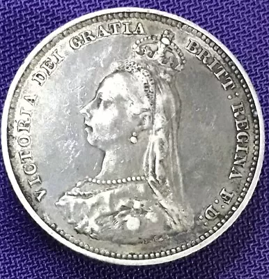 1887 Jubilee Queen Victoria British Silver Shilling Coin Lovely Tone #5015 • £0.99