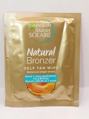 3 X Garnier Ambre Solaire Natural Bronzer Self Tan Face AND Body Wipe - 6.1ml • £4.99